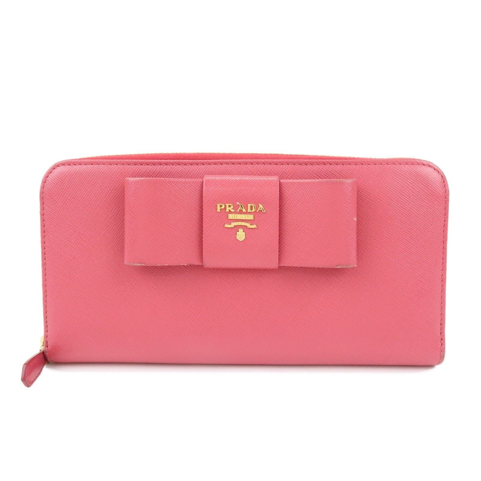 Prada Prada Saffiano Bow Zip Around Wallet Pink Size ONE SIZE - 1 Thumbnail