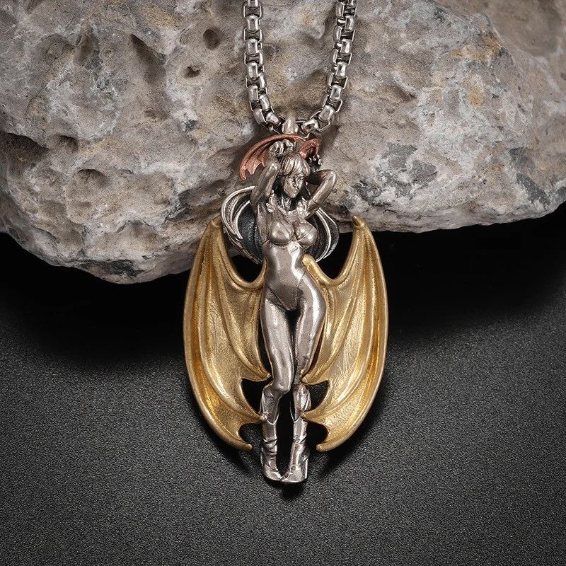 Vintage Gothic Golden Wings Angel Pendant Necklace Size ONE SIZE - 6 Thumbnail