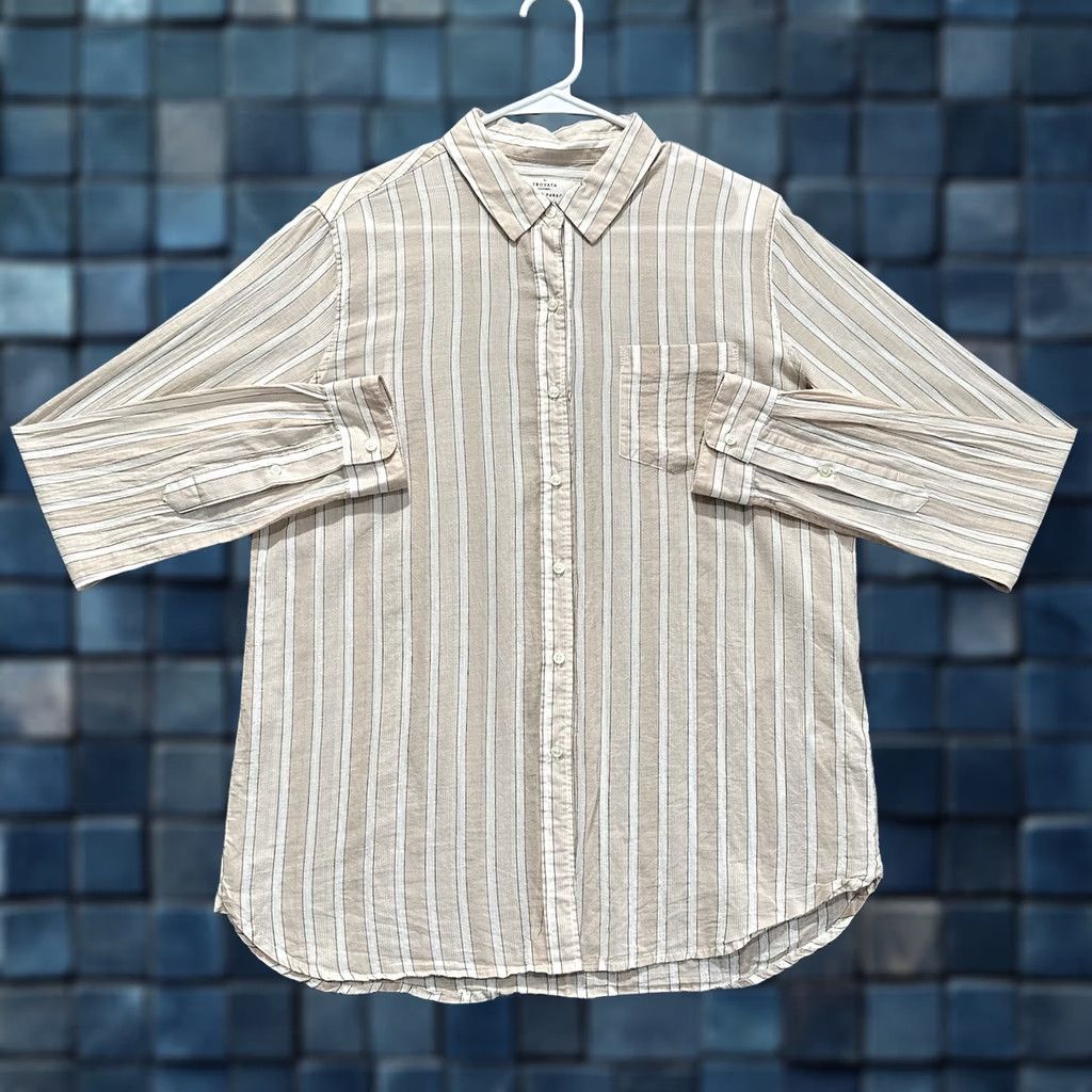 Paradise Trovata Shirt Women L Pink Stripe Oversized Button Up Size L / US 10 / IT 46 - 1 Thumbnail