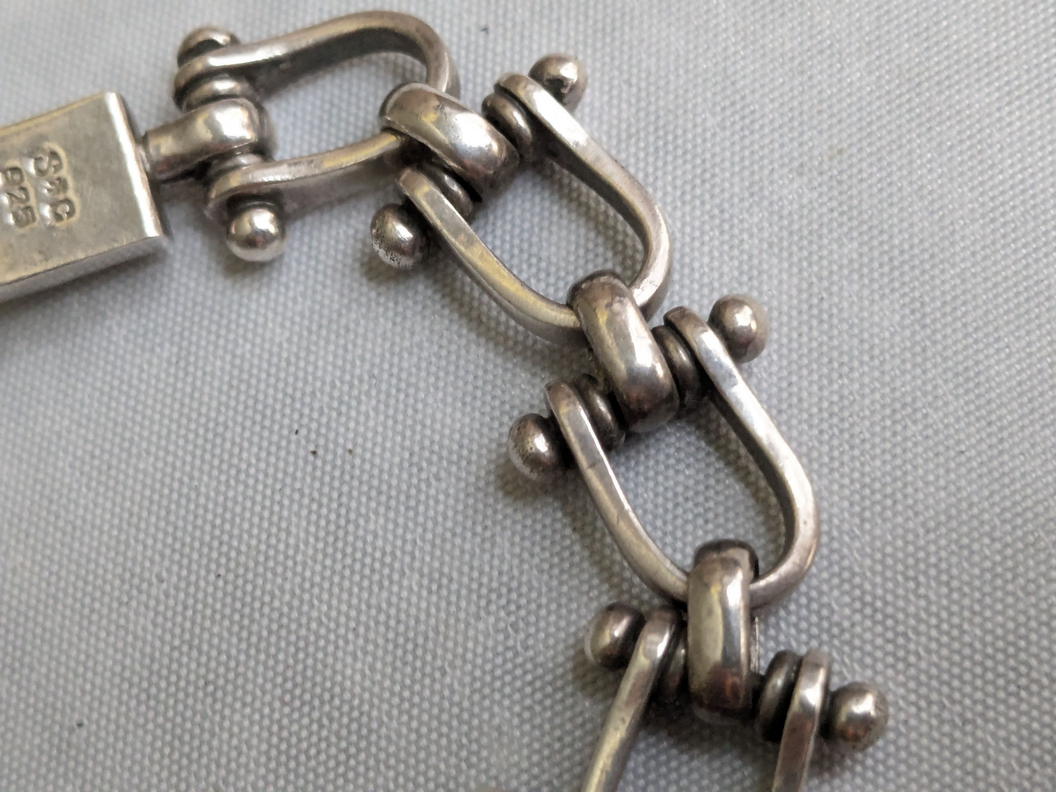 Jewelry Vintage Sterling Silver Bracelet Taxco Equestrian 7" Size ONE SIZE - 12 Thumbnail