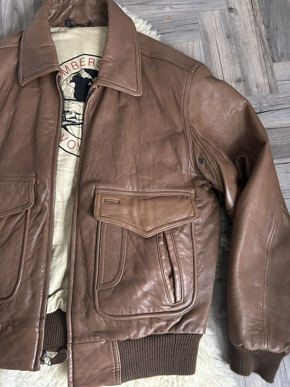 Members Only Members Only Voyager Brown Leather Flight Bomber Jacket Size US XS / EU 42 / 0 - 4 Thumbnail