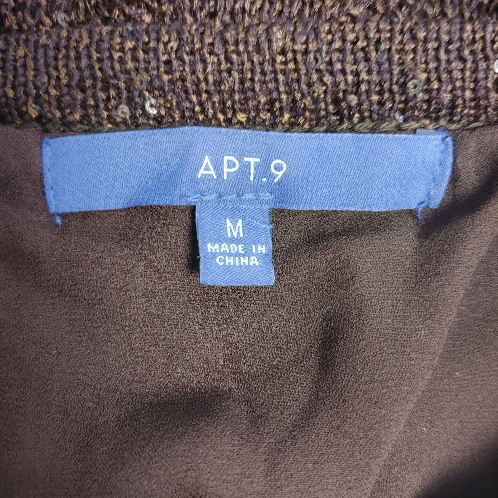 Apt. 9 Apt.9 Women M Brown Sparkly Tight Knit Crochet Long Sleeve Size M / US 6-8 / IT 42-44 - 3 Thumbnail