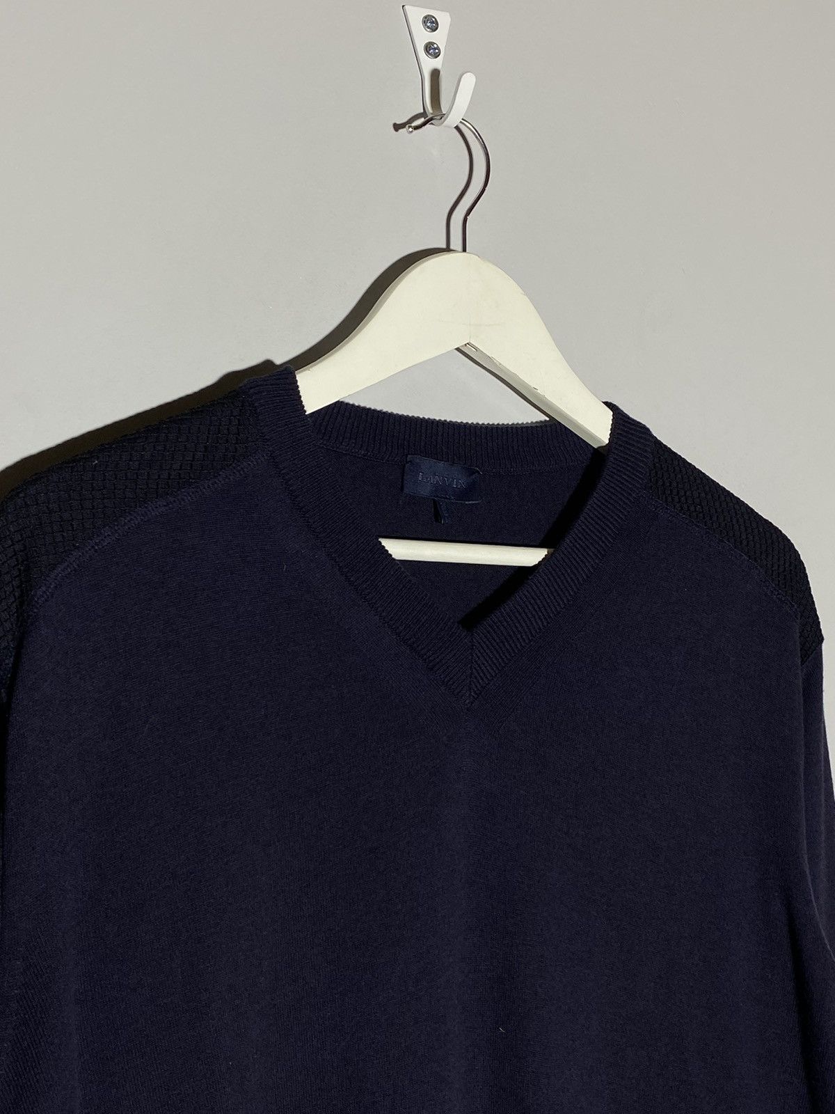 Lanvin Lanvin jumper merinos wool v-neck sweater midnight blue Size US L / EU 52-54 / 3 - 4 Thumbnail