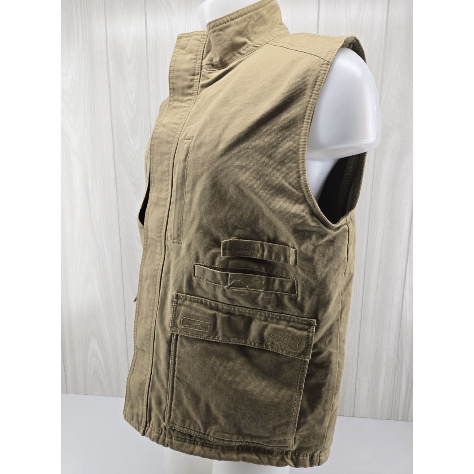 Vintage VINTAGE RedHead Utility Vest Mens Large Lined Fleece Tan Khaki Beige Cotton Canvas Zippered Pockets-Field Shirt/Coat Styled Size US L / EU 52-54 / 3 - 3 Thumbnail