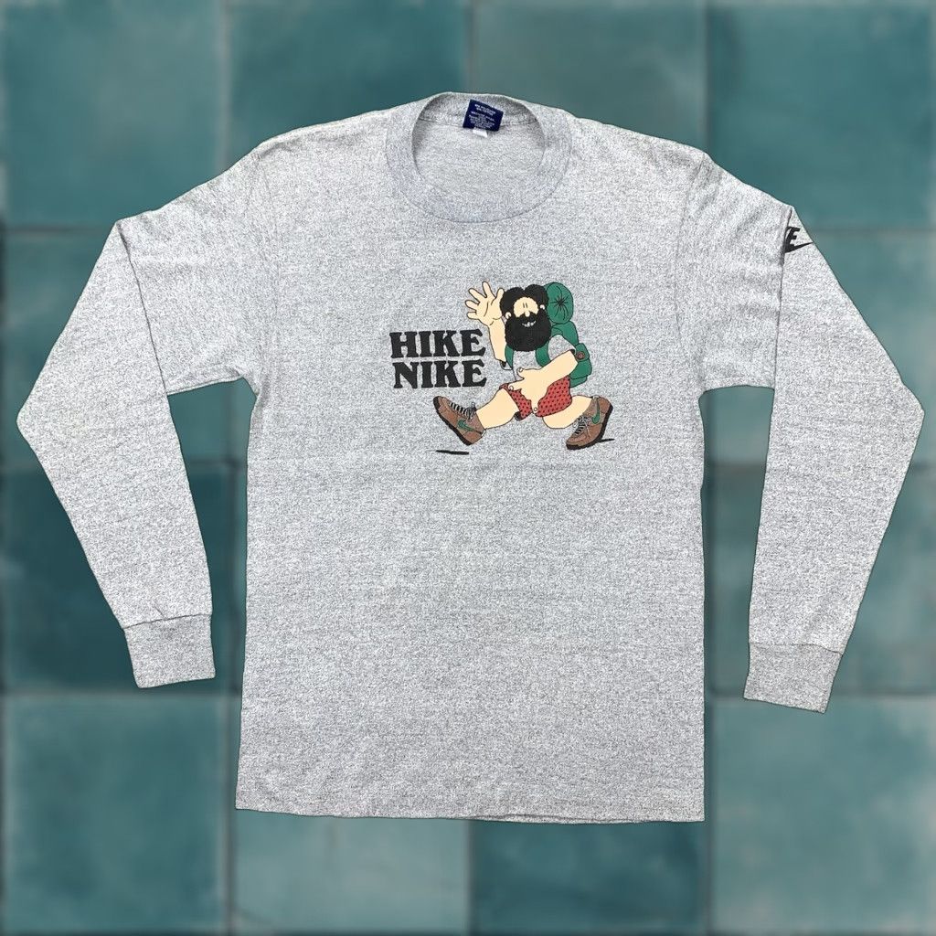 Nike Nike T-Shirt Mens Gray 80s Vintage Graphic Tee Long Sleeve Shirt Short Sleeve USA Logo 70s 80s Grail Geisha Rap Cotton Classic/Original Size US S / EU 44-46 / 1 - 1 Thumbnail