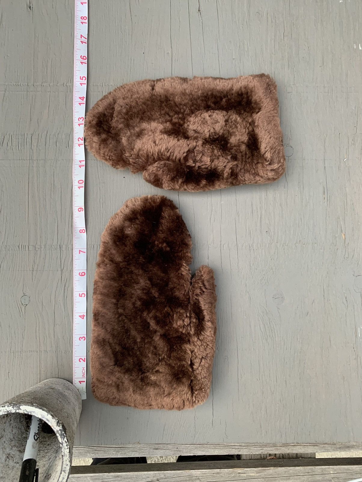 Genuine Leather × Vintage Vintage Fur Mittens Antique Sheared Beaver Bear Gauntlets 40 Size ONE SIZE - 5 Thumbnail