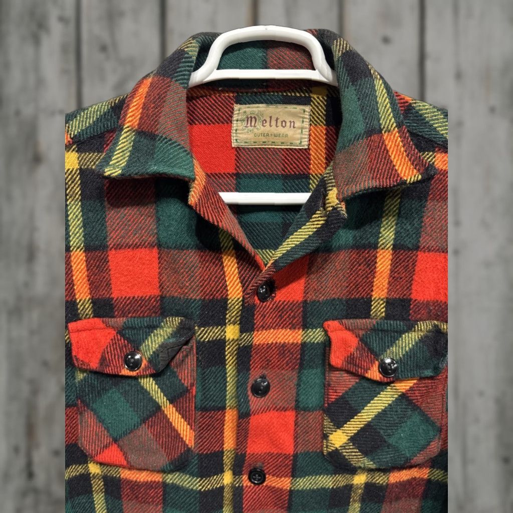 Vintage VINTAGE Melton Outerwear Wool Mackinaw Jacket Cruiser Hunting Plaid Mens Medium Shacket Jacket Size US M / EU 48-50 / 2 - 1 Thumbnail