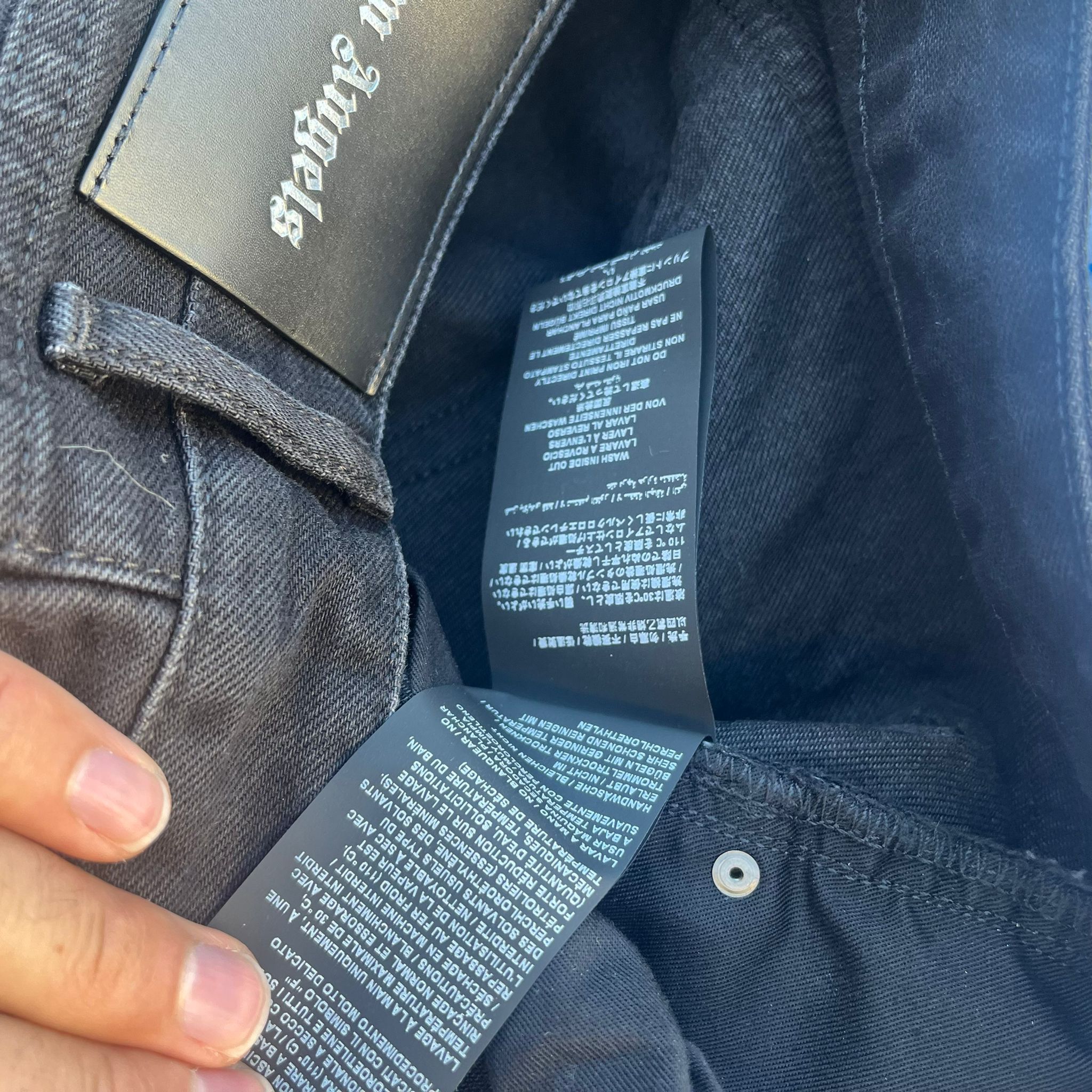 Palm Angels White Print Classic Logo Denim in Black Size US 32 / EU 48 - 12 Thumbnail