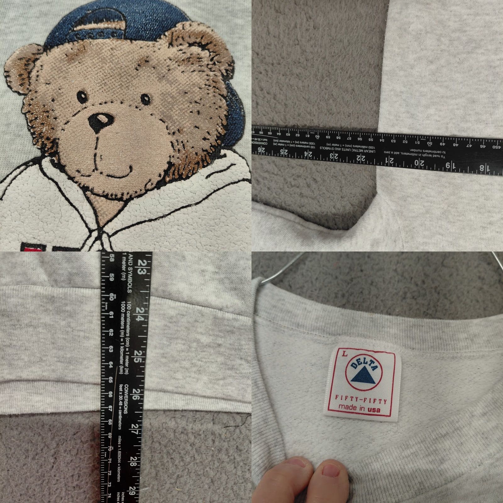 Delta VINTAGE Delta Sweatshirt Gray Bear USA 90s 80s Pullover Adult Large Mens Crew Neck Graphic Print Size US L / EU 52-54 / 3 - 8 Thumbnail