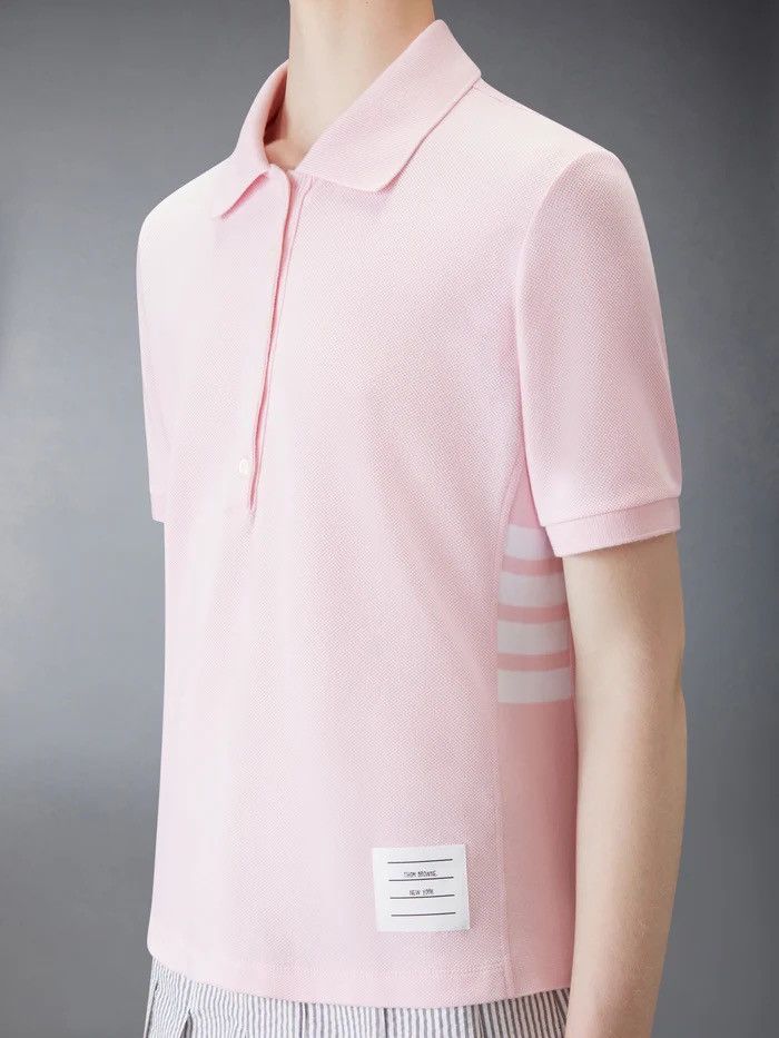 Thom Browne Short Sleeve Rib Cuff Polo W/ Engineered 4 Bar Size S / US 4 / IT 40 - 4 Thumbnail