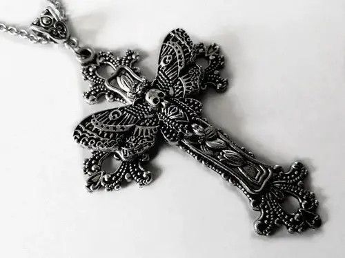 Vintage Large Moth Cross Necklace Size ONE SIZE - 1 Thumbnail