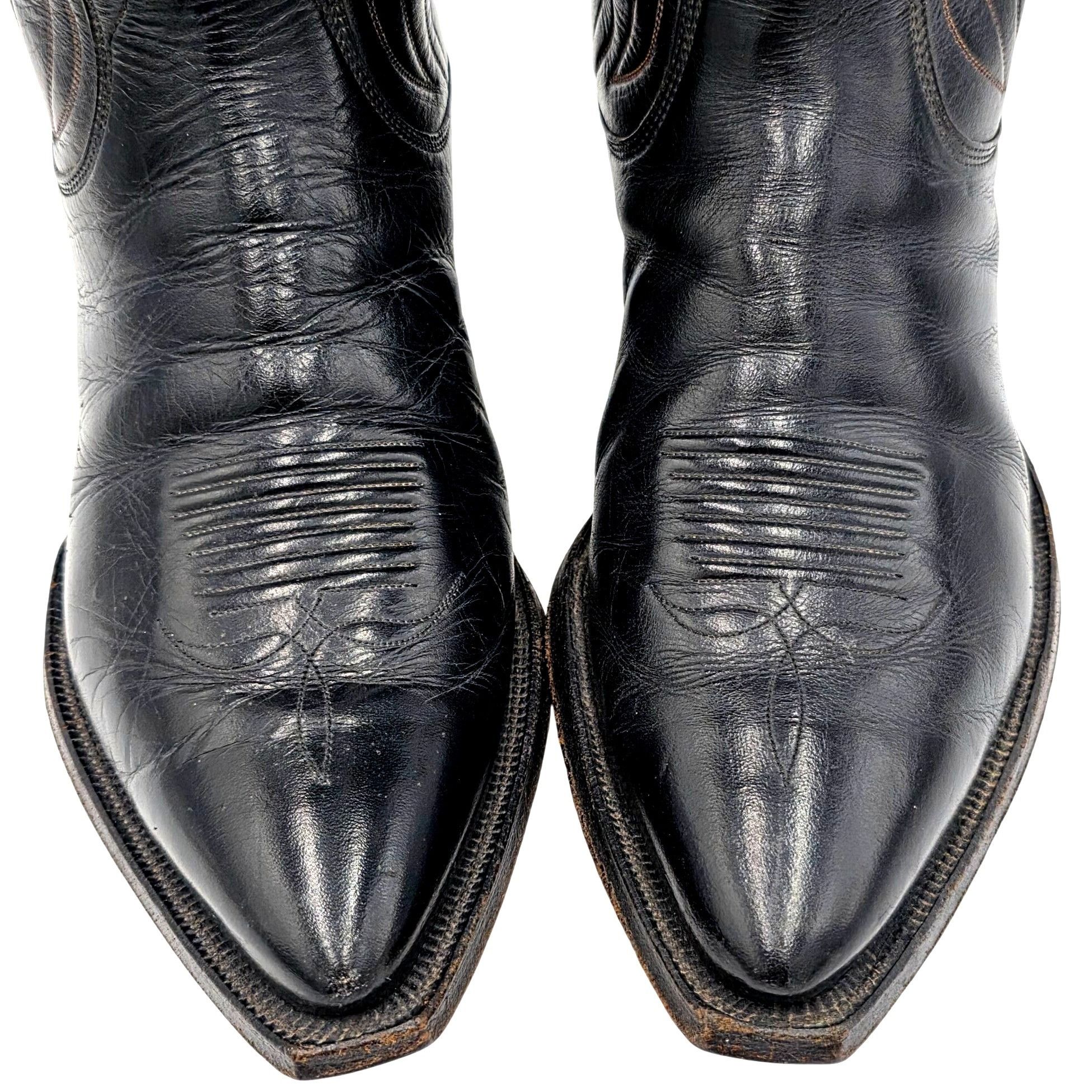 Justin Boots 1950s? Vintage Justin Boots Black Leather Men 10.5D Snip-toe Size US 10.5 / EU 43-44 - 4 Thumbnail