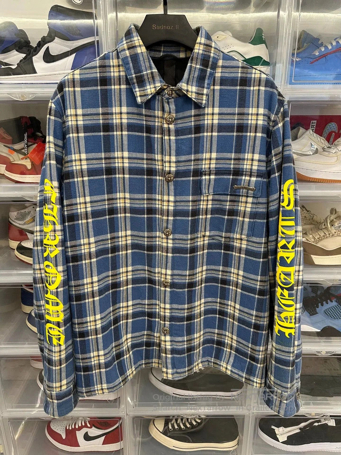 Chrome Hearts chrome hearts blue plaid jacket with yellow sleeves. Size US L / EU 52-54 / 3 - 1 Thumbnail