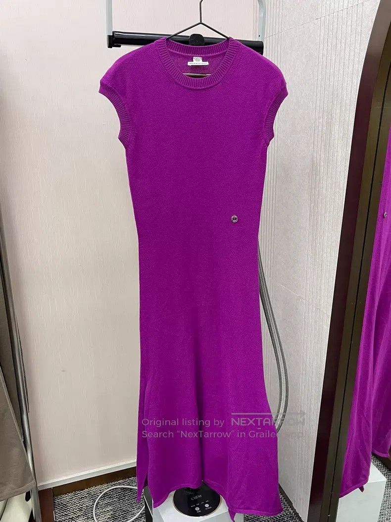 Hermes Hermes Purple round neck slim fit long knitted dress Size XXS / US 00 / IT 34 - 1 Thumbnail