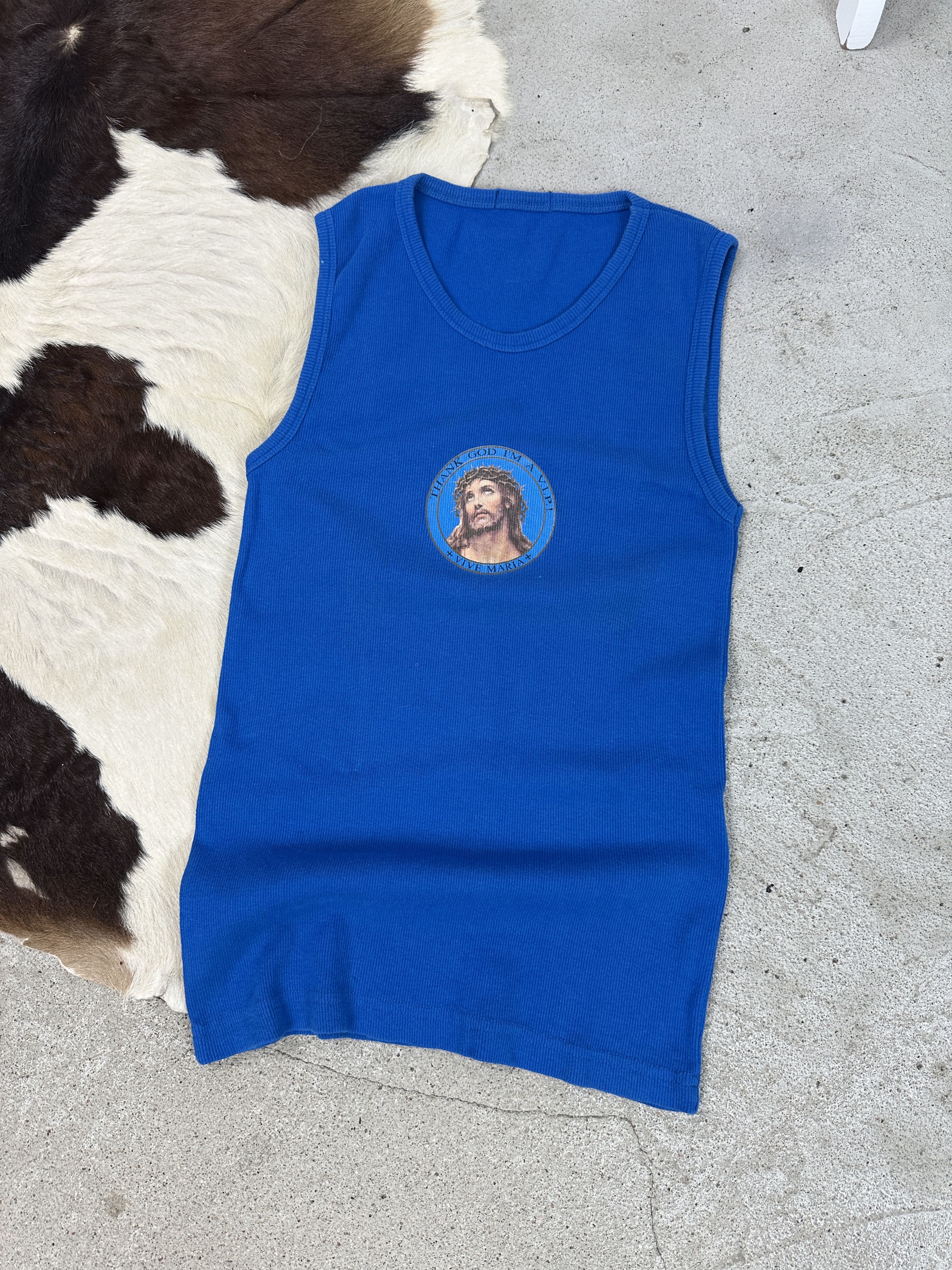 Vintage Vintage 00s Vive Maria Thank God Im a VIP Ribbed Tant Top Size L / US 10 / IT 46 - 2 Thumbnail