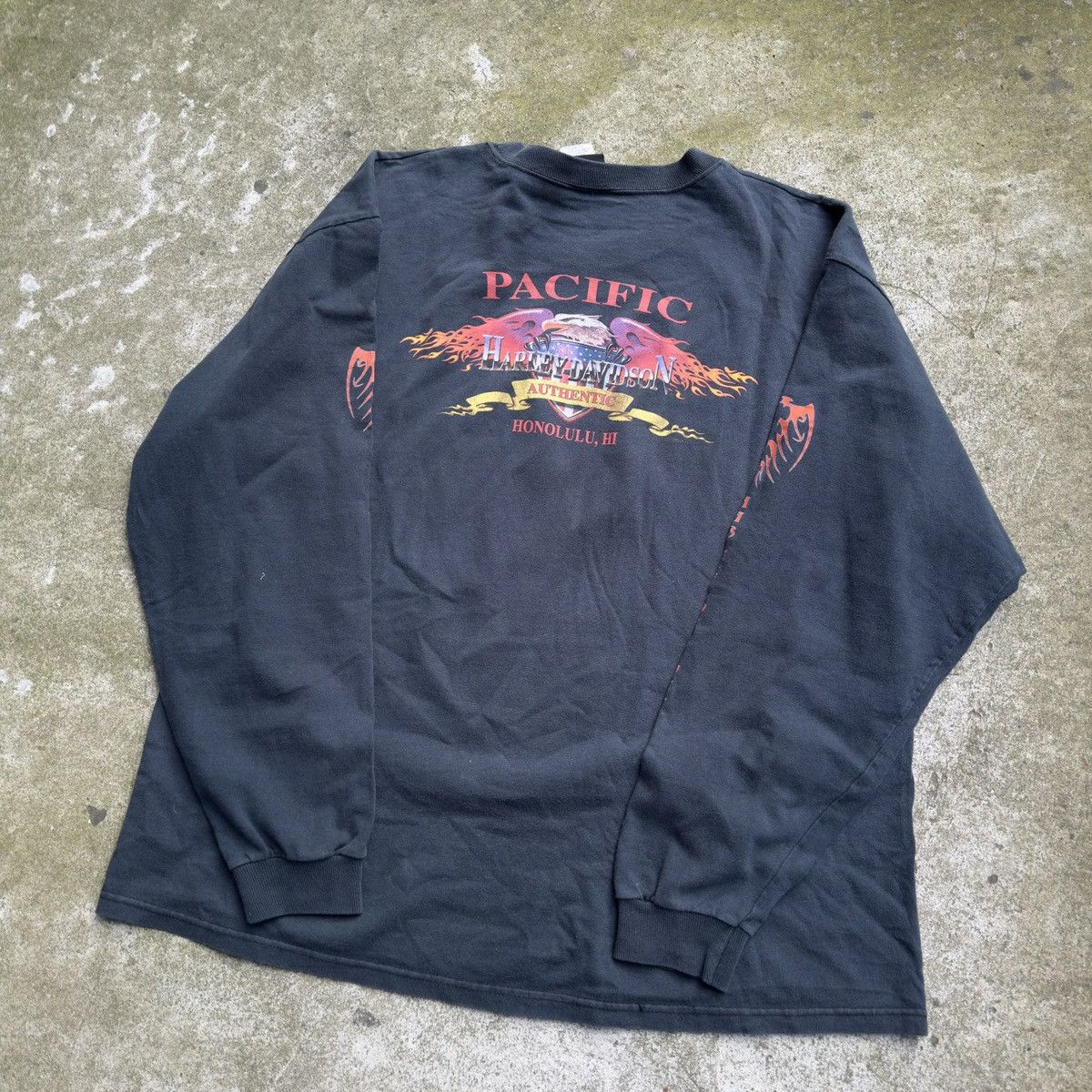 Harley Davidson Thrashed Faded Distressed Flame Shirt ERD Grunge Biker WCC Size US XL / EU 56 / 4 - 9 Thumbnail
