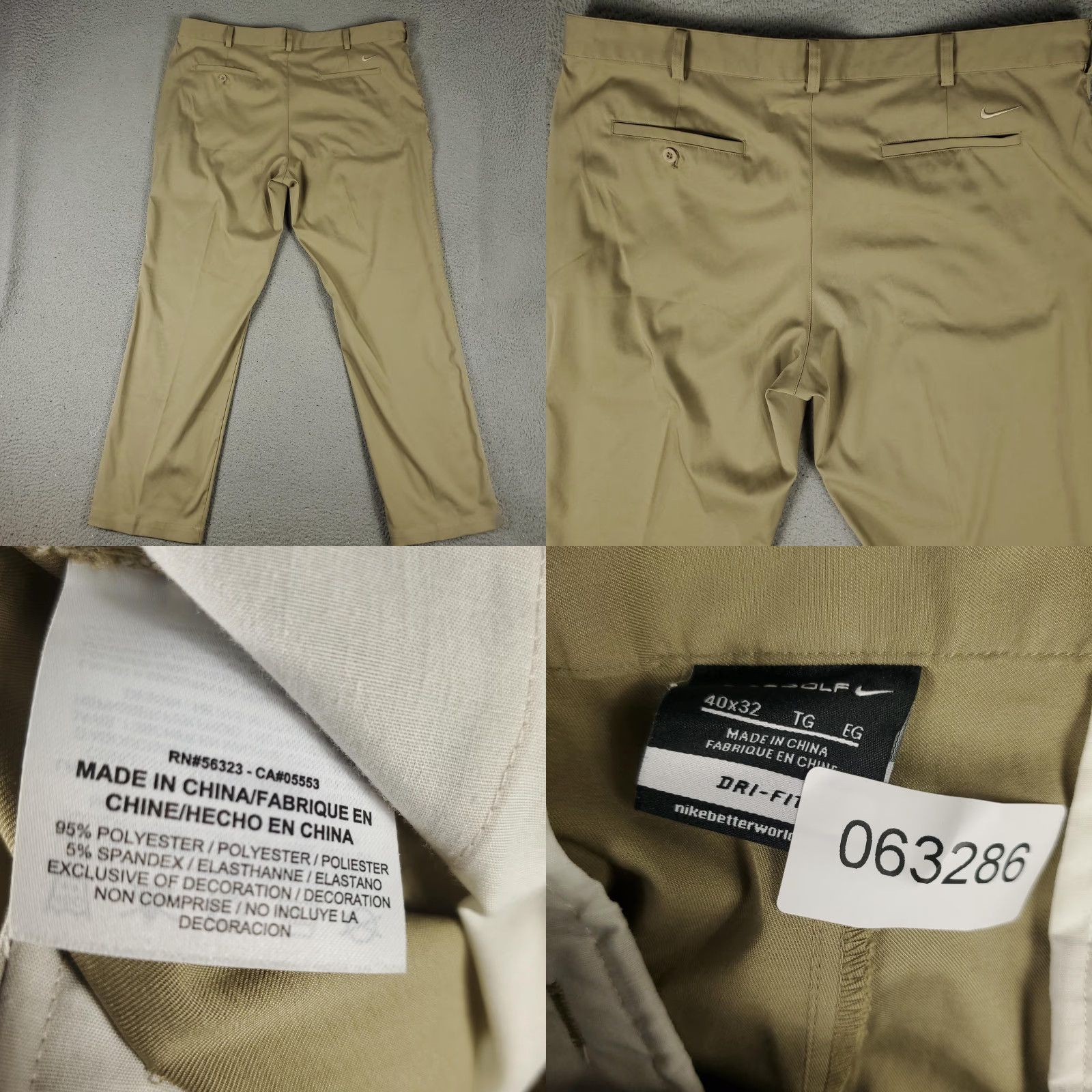 Nike Nike Pants Mens 40x32 Khaki Dri-FIT Stretch Performance Golf Trousers Flat Front Size US 40 / EU 56 - 8 Thumbnail