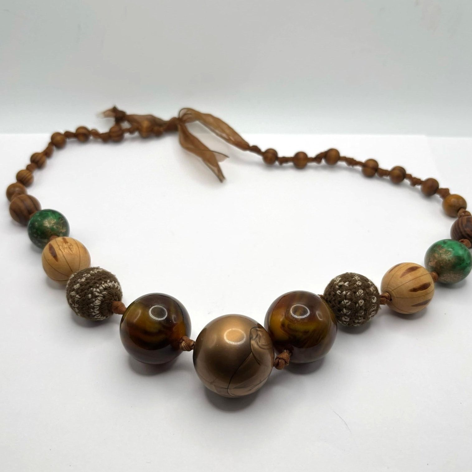 Other Vintage Brown Chunky Beaded Necklace Size ONE SIZE - 3 Thumbnail