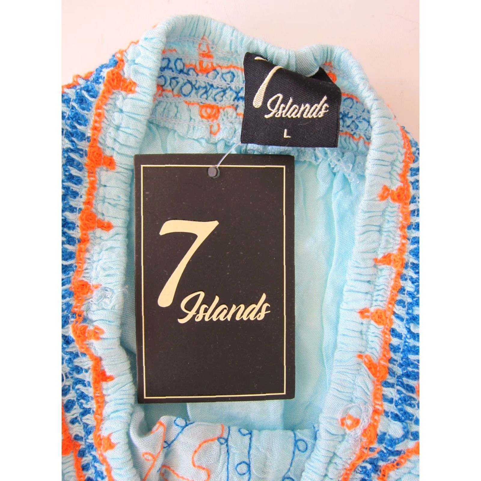Vintage VINTAGE NWT 7 Islands Rayon Embroidered Strapless Long Maxi Dress Turquoise Orange Large Blue Size L / US 10 / IT 46 - 4 Thumbnail