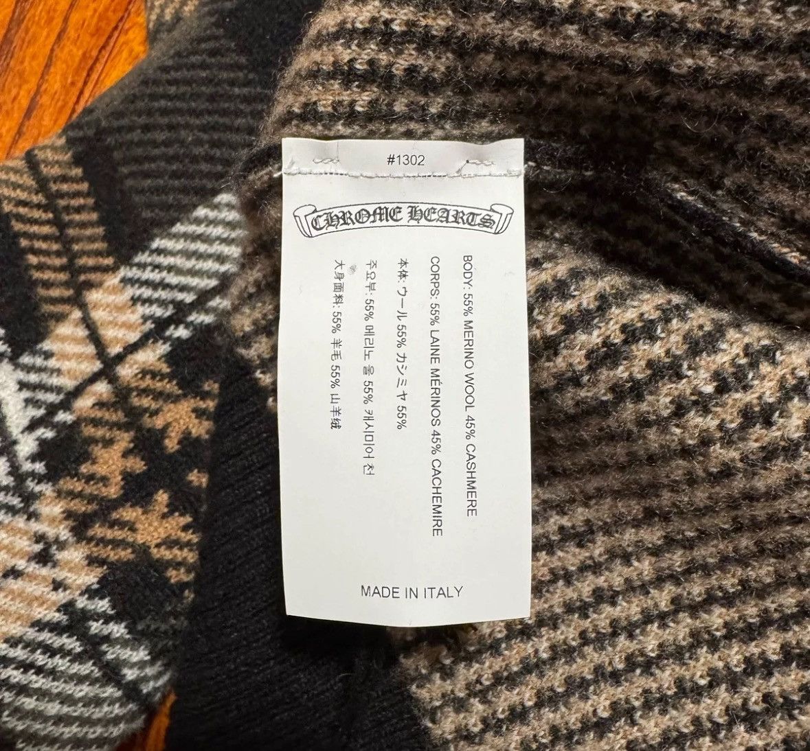 Chrome Hearts Plaid cashmere wool plus cross v neck sweater Size US M / EU 48-50 / 2 - 6 Thumbnail