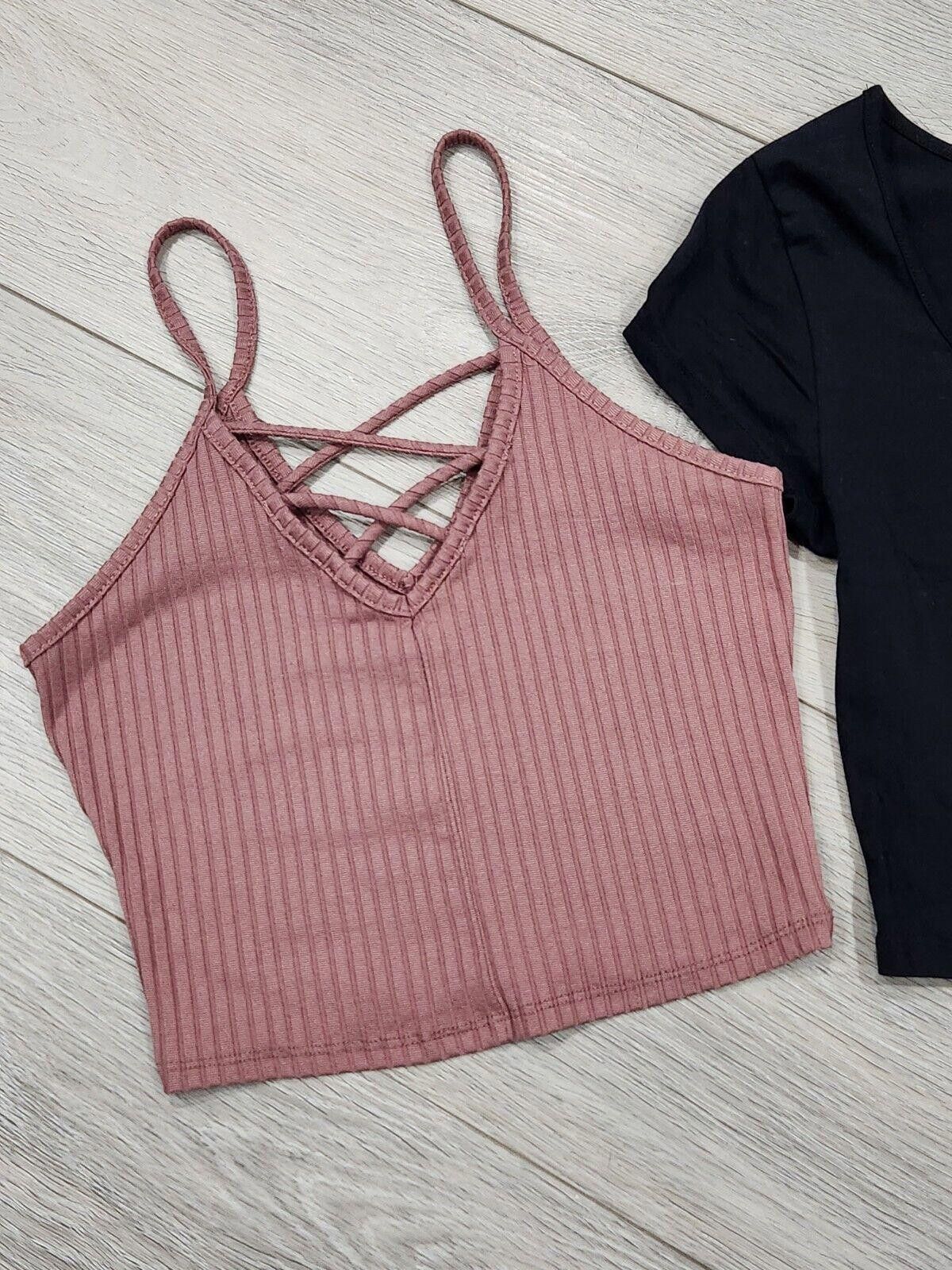 Designer Ambiance Crop Top Lot Of 3 Tanks And Shirt Small Medium Size ONE SIZE - 3 Thumbnail