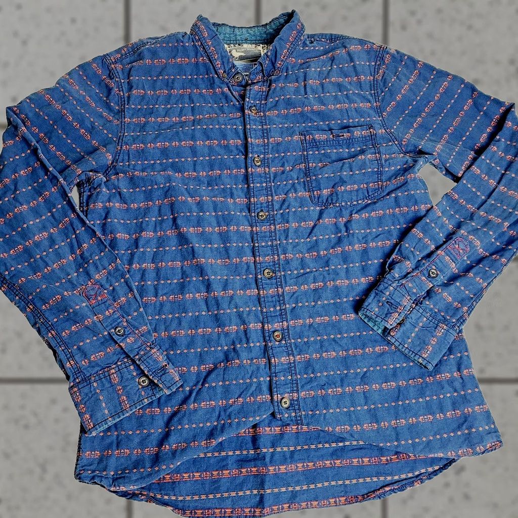 Vintage VINTAGE Modern Amusement Button-Down Shirt Teens M Aztec Blue Surfer Cotton Mens? Size US M / EU 48-50 / 2 - 1 Thumbnail