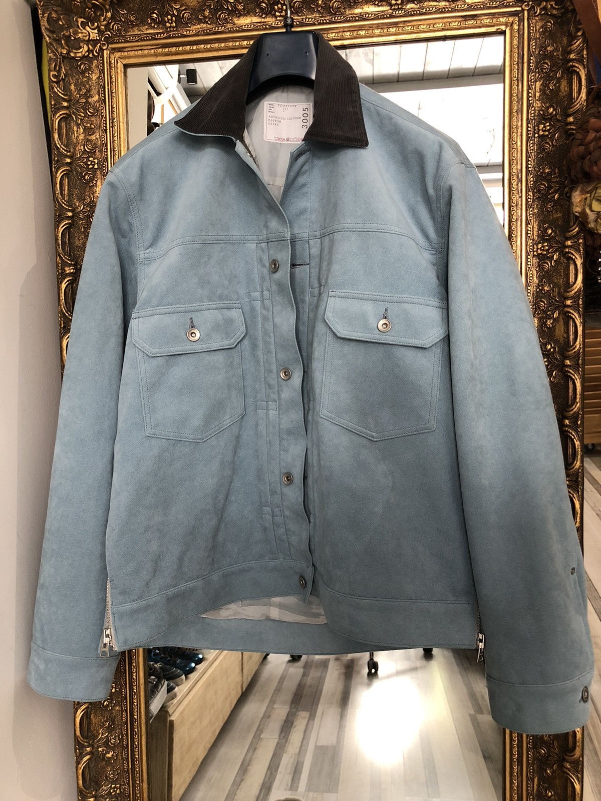 image of Sacai 3005 23-03005M Color:451 Size:4 Bomber Jacket in Blue, Men's (Size XL)