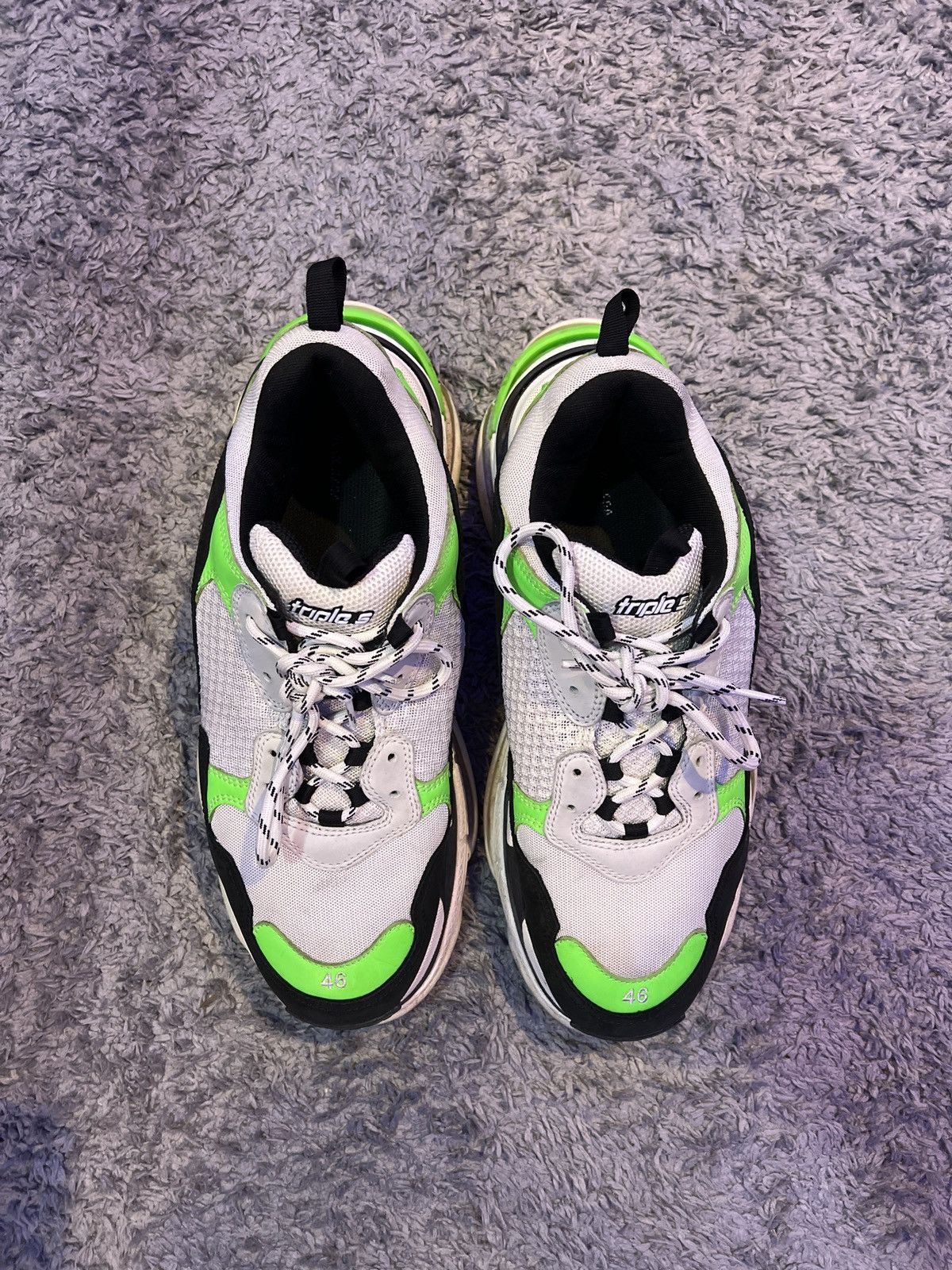 Balenciaga Balenciagas triple s “white green fluo” Size US 13 / EU 46 - 7 Thumbnail