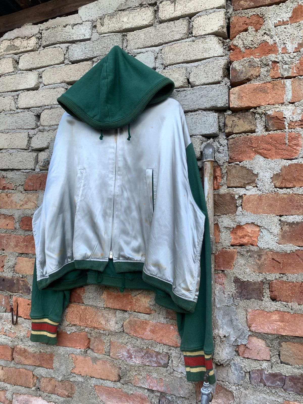 45rpm × Japanese Brand × Vintage Vintage 45 Rpm Studio Oversized Cropped Hoodie Rasta Colour Size US XL / EU 56 / 4 - 11 Thumbnail