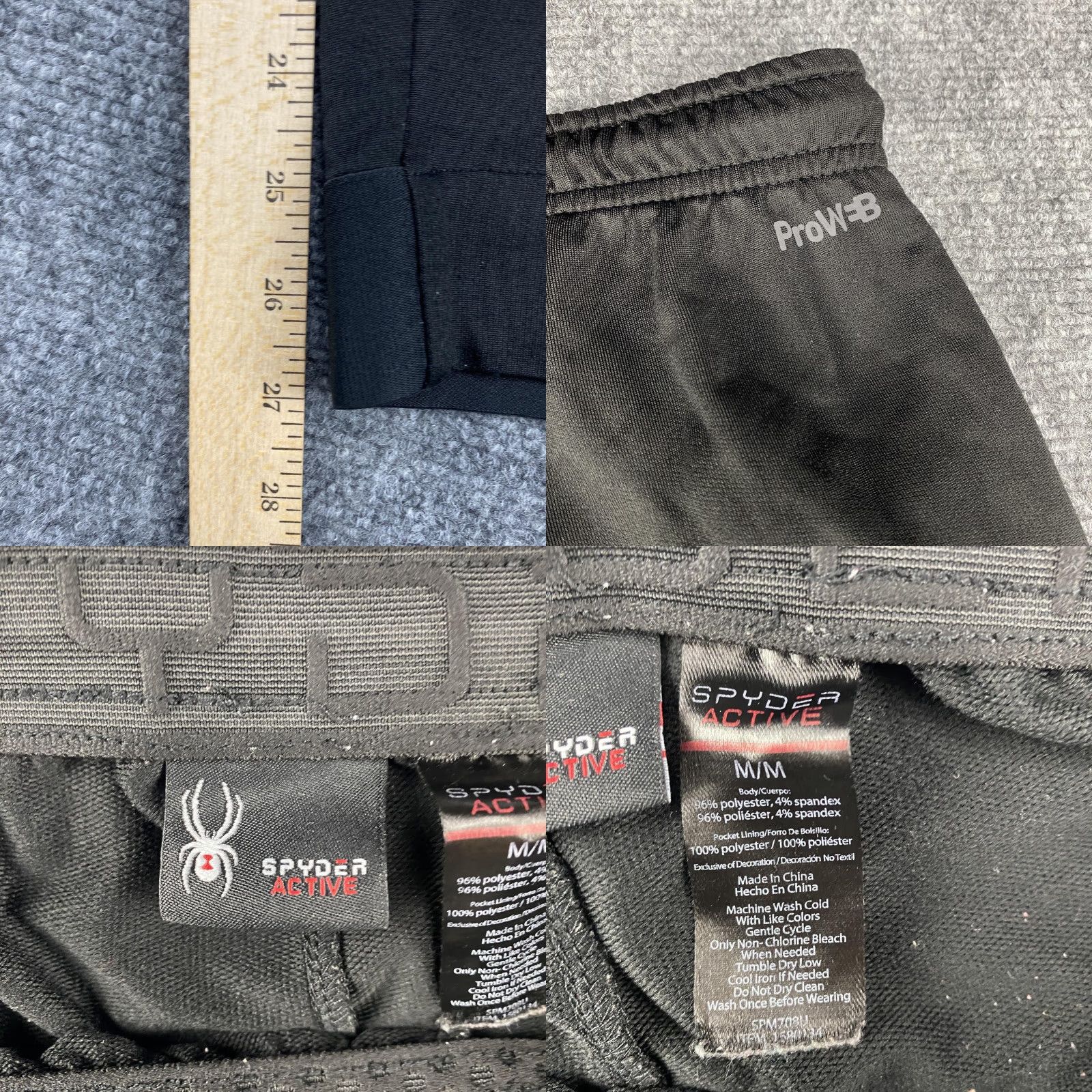 Spyder Spyder Active Pants Mens M Black Jogger Zip Pocket Athletic ProW-B Regular Waist Drawstring Size US 31 - 8 Thumbnail