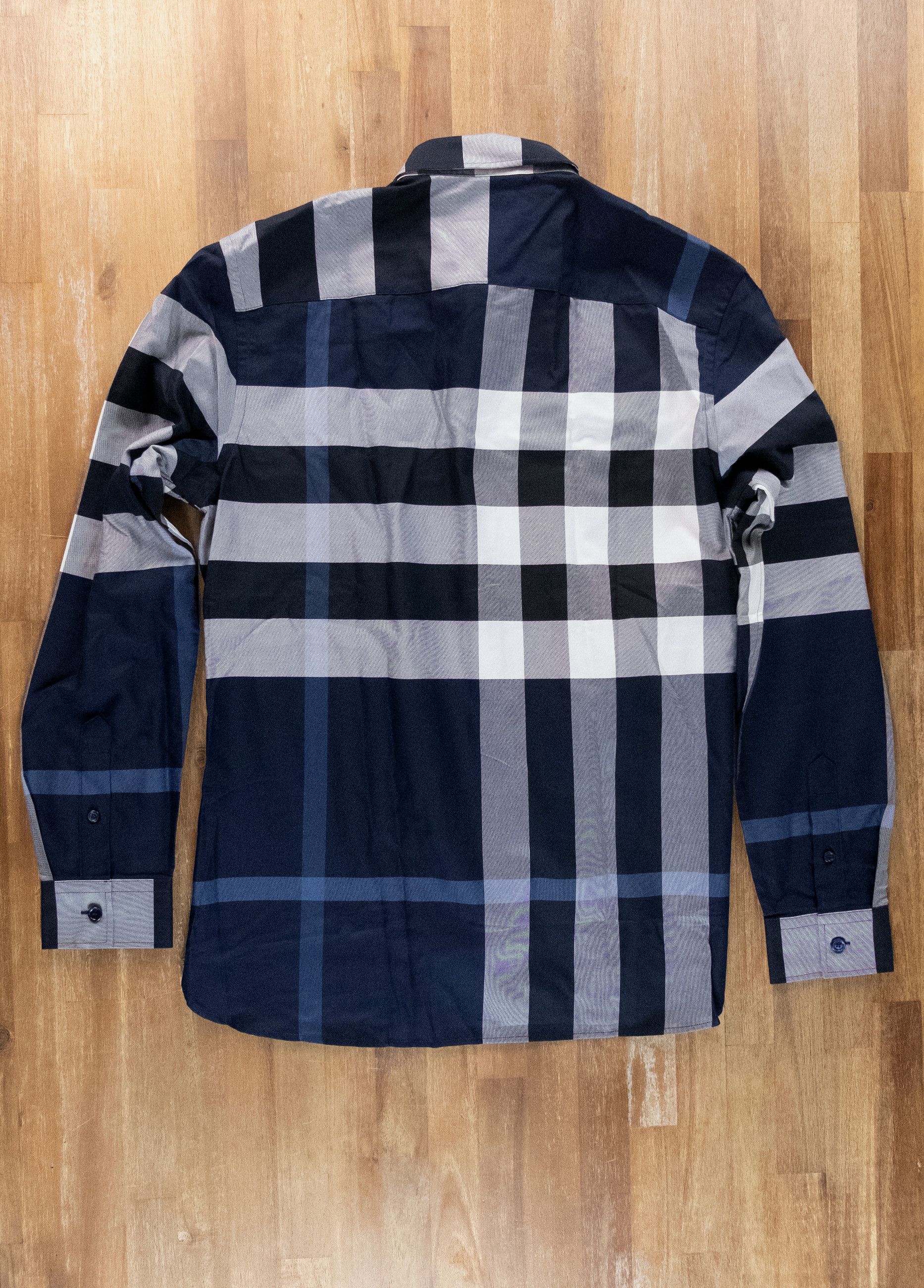 Burberry BURBERRY navy blue slim fit classic check cotton shirt M Size US M / EU 48-50 / 2 - 12 Thumbnail