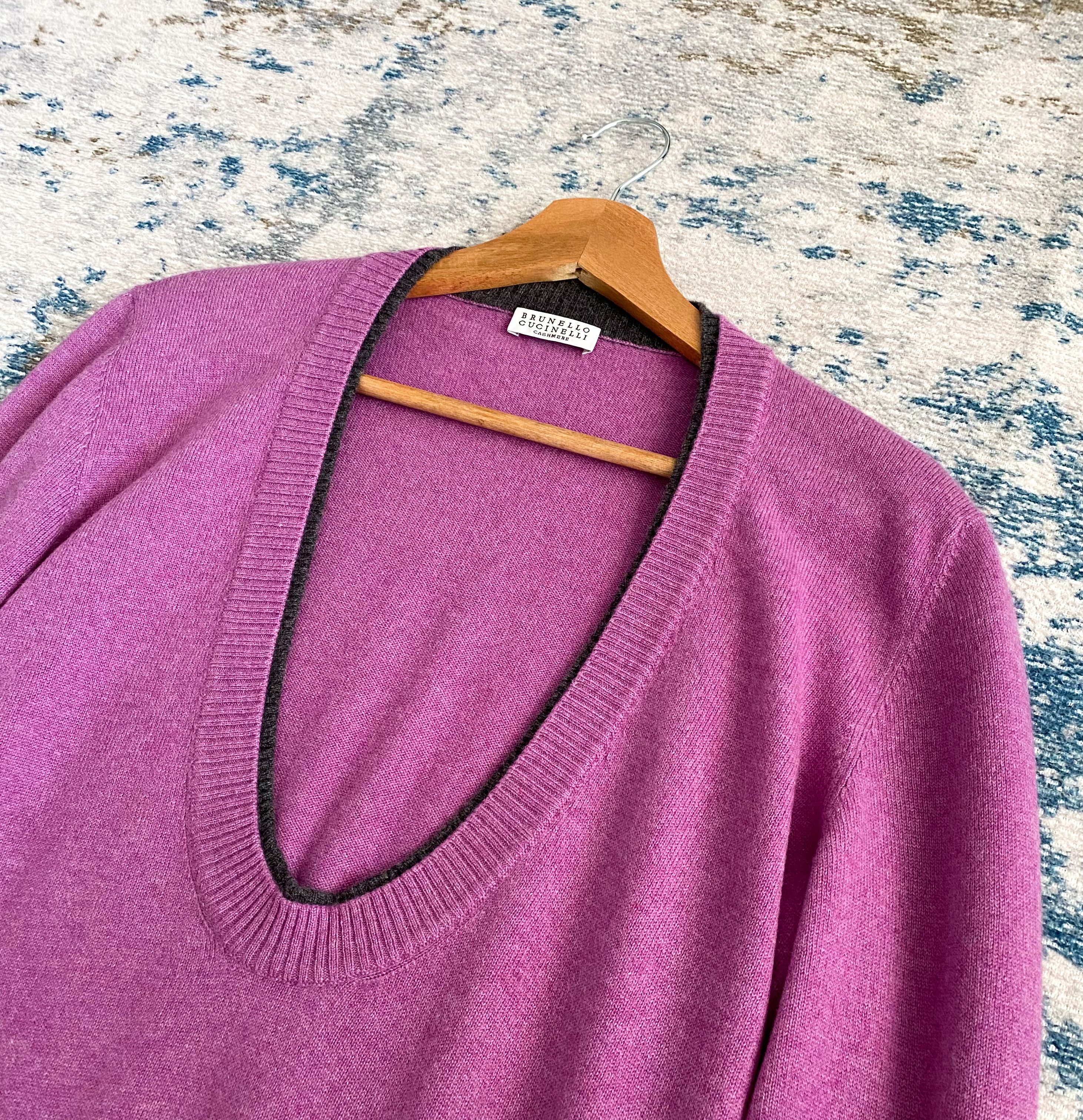 Brunello Cucinelli Brunello Cucinelli Cashmere Deep V-Neck Sweater Size L / US 10 / IT 46 - 2 Thumbnail