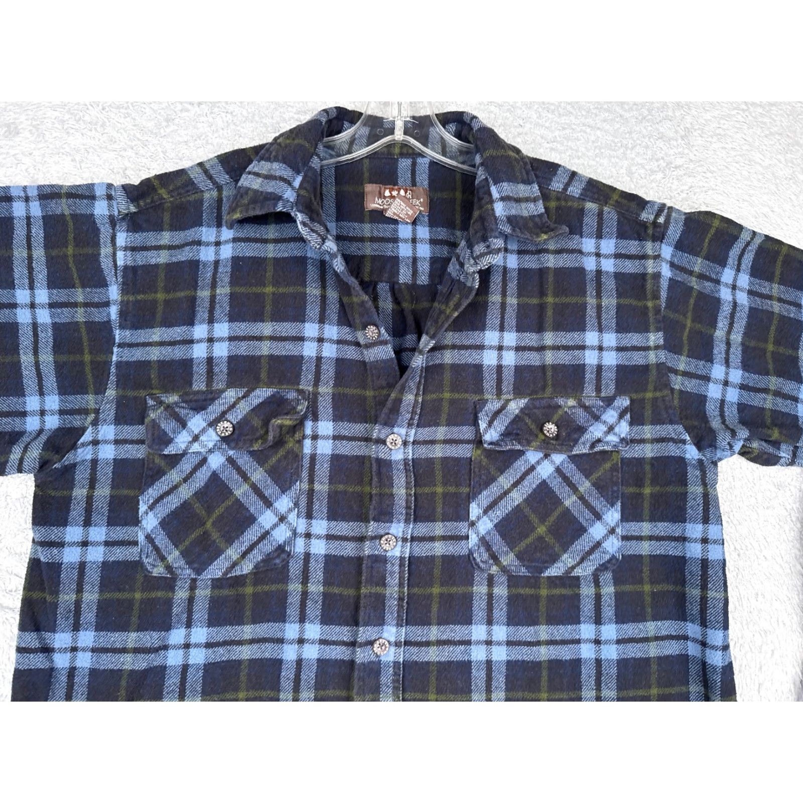 Vintage Moose Creek Shirt Men LT Blue Green Flannel Plaid Button Up 100% Cotton Casual Workwear Pocketed Vintage No Size US L / EU 52-54 / 3 - 4 Thumbnail