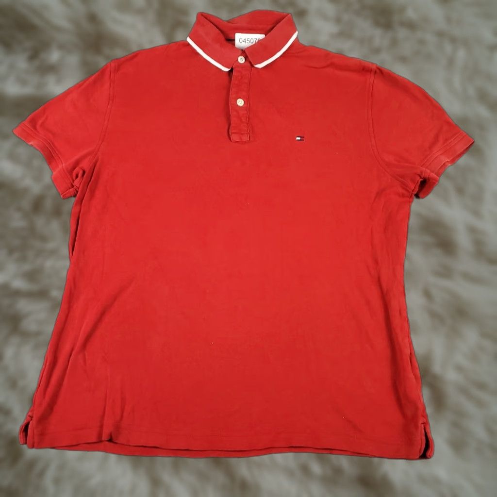 Tommy Hilfiger Tommy Hilfiger Polo Shirt Mens Medium Red Casual Short Sleeve Activewear Size US M / EU 48-50 / 2 - 1 Thumbnail