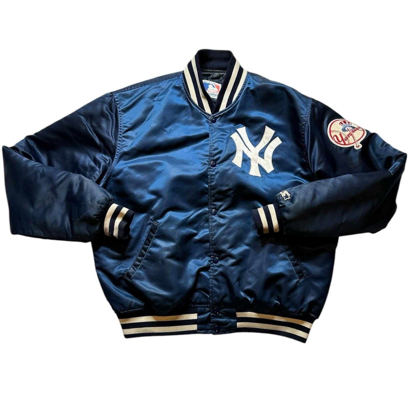 Starter VINTAGE 80s New York Yankees STARTER Satin Jacket XL Bomber Size US XL / EU 56 / 4 - 1 Thumbnail