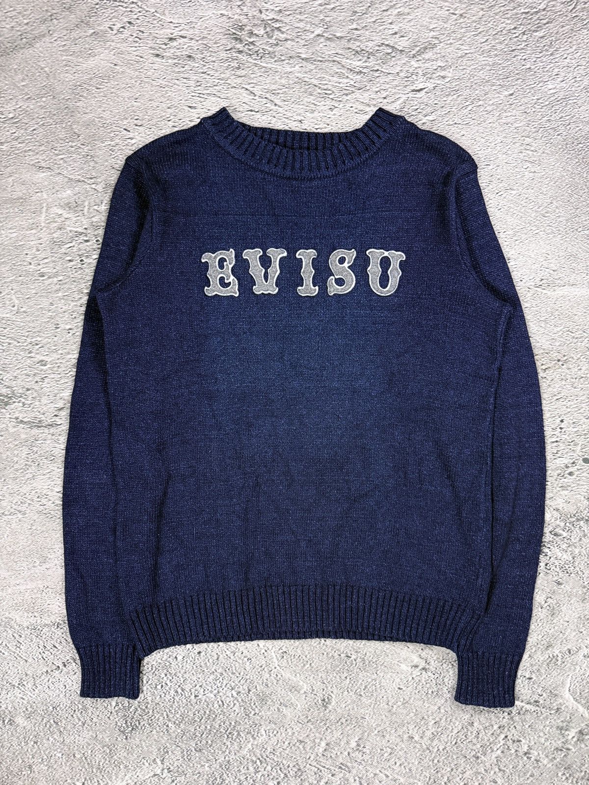 Evisu Evisu sweater navy big logo spell out knit made in Japan Size US L / EU 52-54 / 3 - 1 Thumbnail