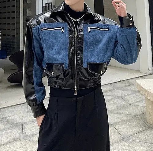 VIBE Design patchwork denim leather jacket y2k Size US L / EU 52-54 / 3 - 6 Thumbnail