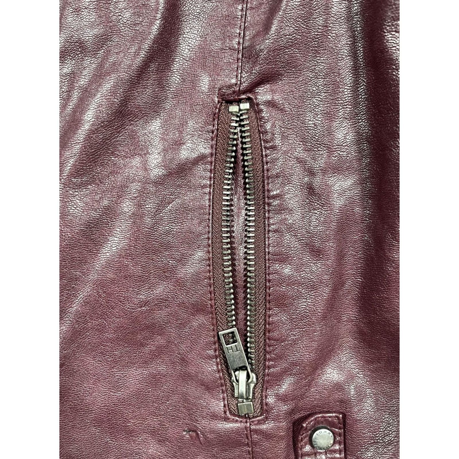 Tommy Hilfiger Tommy Hilfiger Jacket Womens Large Red Faux Leather Moto Biker Quilted Zip Short Size 36" / US 14 / IT 50 - 6 Thumbnail