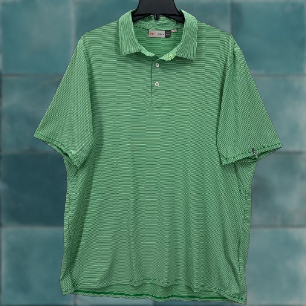 KJUS Kjus Soren Polo Shirt Mens 2XL Green Striped Short Sleeve UPF 50+ Golf Preppy Shirt Size US XXL / EU 58 / 5 - 1 Thumbnail