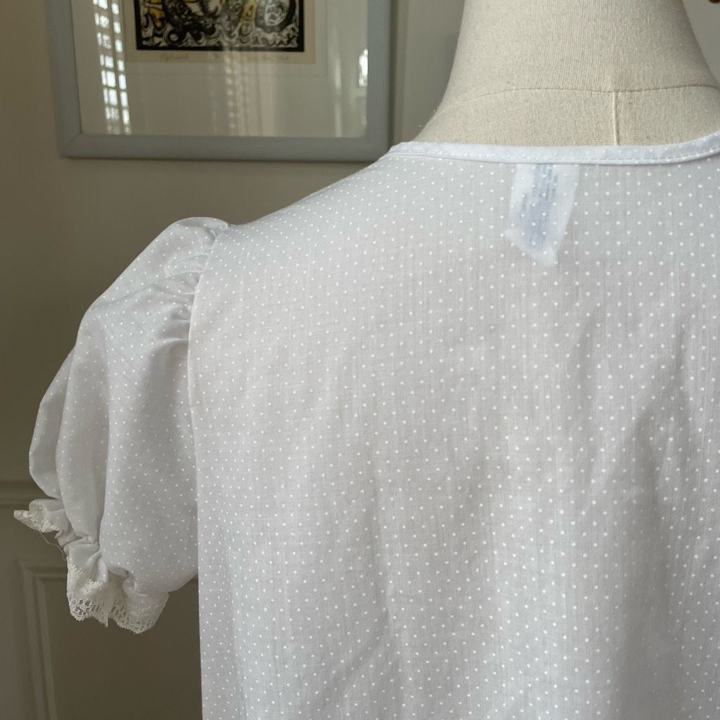 Vintage Vintage 70s Glencraft Nightgown Union Label White Swiss Dot Size ONE SIZE - 5 Thumbnail