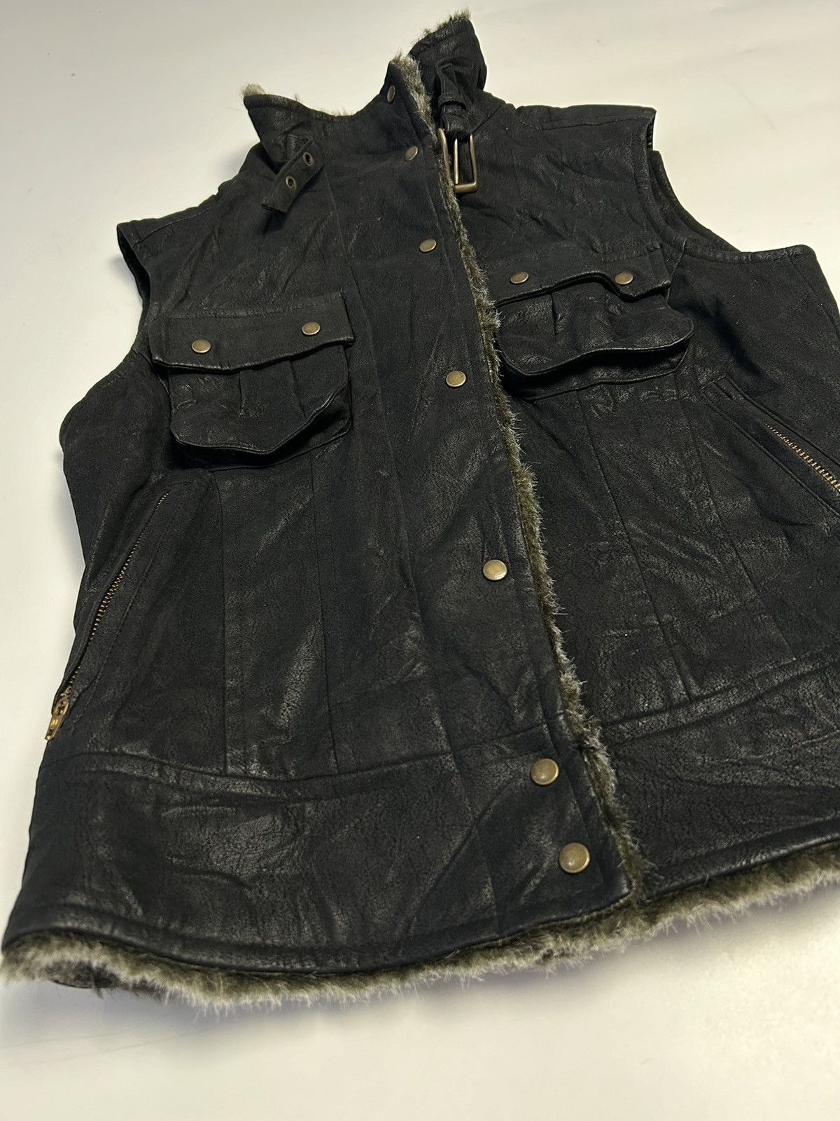 Japanese Brand LEATHER VEST WITH FUR INSIDE LINING Size XS / US 0-2 / IT 36-38 - 3 Thumbnail