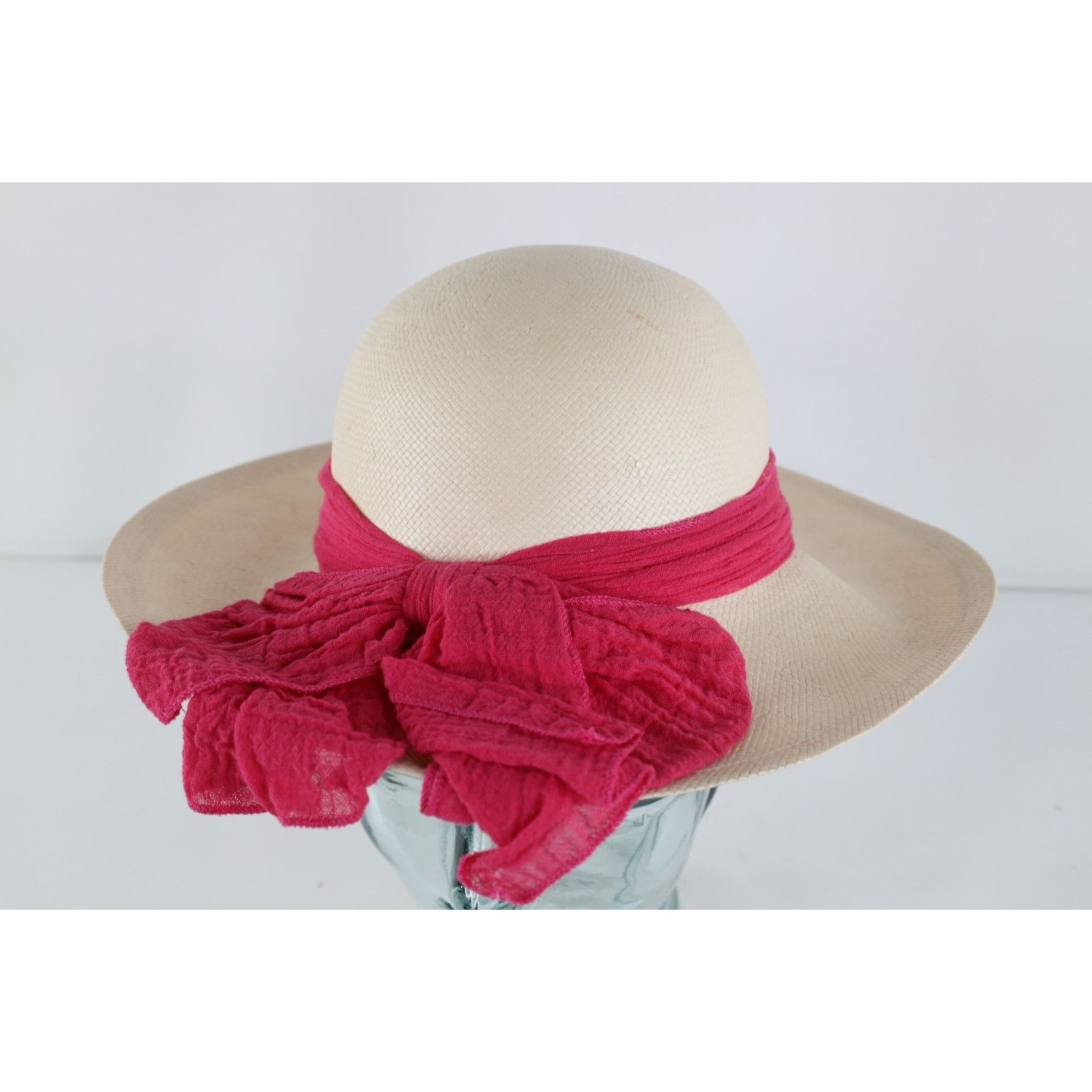 Vintage Vintage 90s Streetwear Straw Big Bowtie Wide Brim Sun Hat Size ONE SIZE - 1 Thumbnail