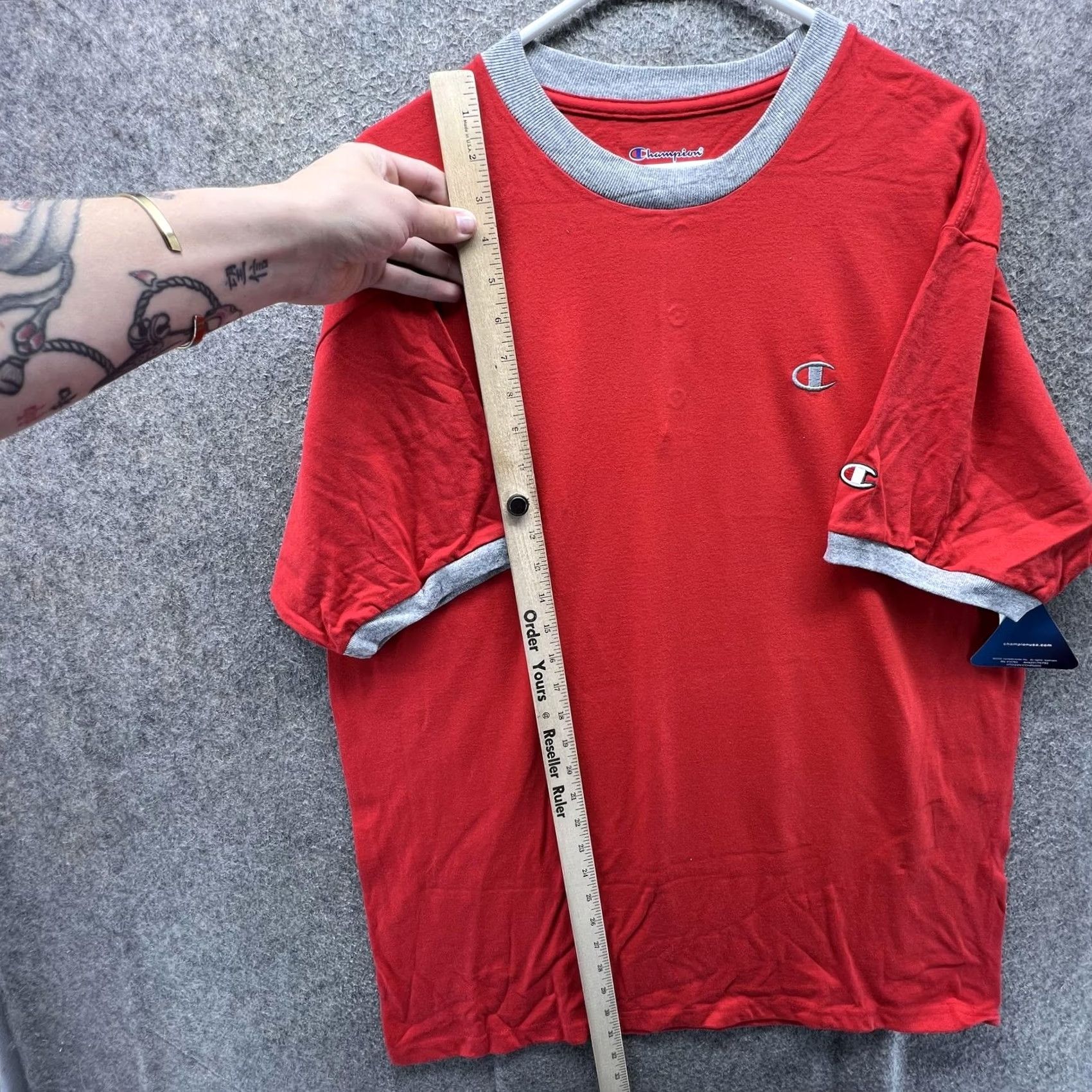 Champion Champion Shirt Mens Large Red Ringer Tee C Logo Embroidered Tagless Short Sleeve Crew Neck L Mens Size US L / EU 52-54 / 3 - 7 Thumbnail