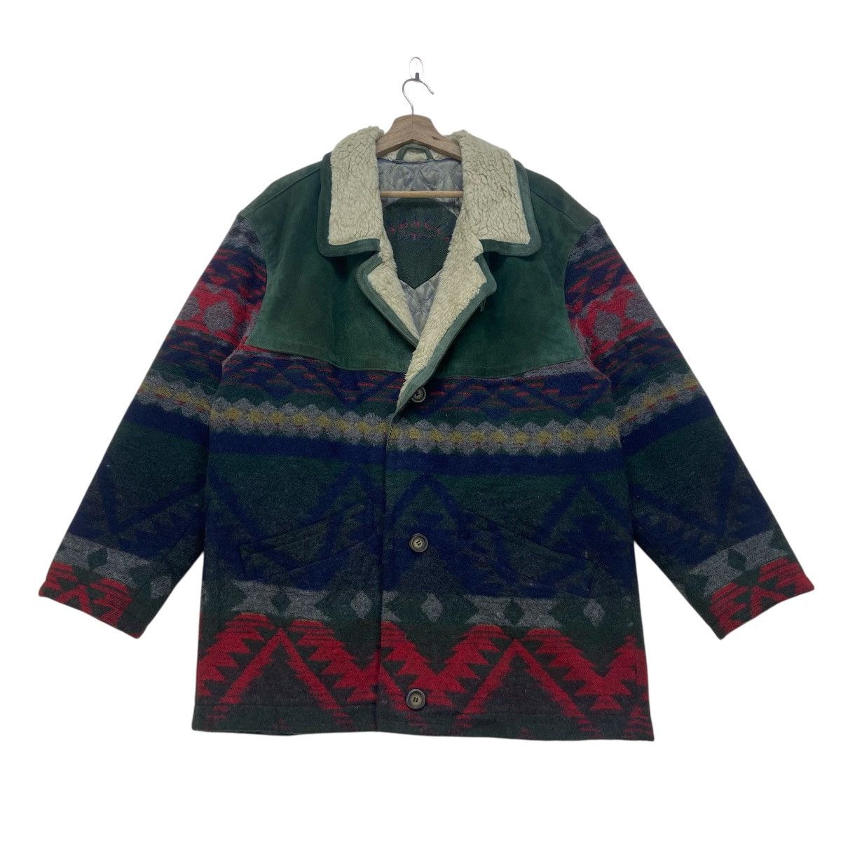 Vintage Tabacci Sportswear Native Wool + Dolphin Leather Heavy Coat Size US M / EU 48-50 / 2 - 2 Thumbnail