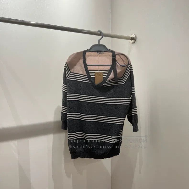 Brunello Cucinelli Brunello Cucinelli Striped color block off-shoulder cashme Size S / US 4 / IT 40 - 1 Thumbnail