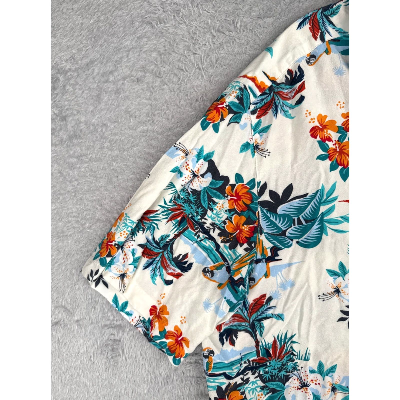 George VINTAGE George Shirt Mens 3XL White Blue Floral Palm Hawaiian Button-Up Rayon Viscose Patterned Casual Short Sleeve Mens 3XL Size US XXL / EU 58 / 5 - 3 Thumbnail