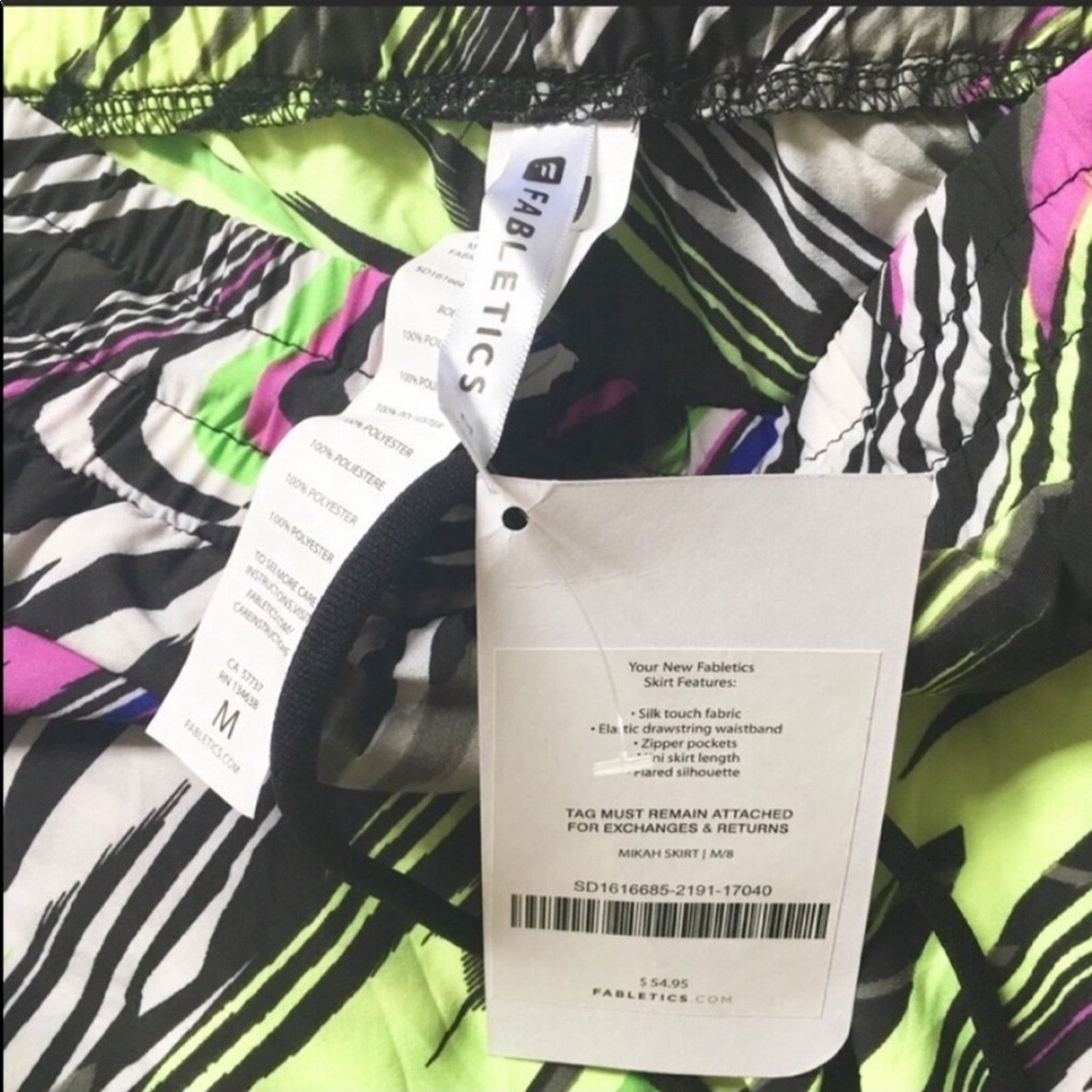Lululemon NEW Fabletics Neon Stripe Black Marble Active Mini Skirt Size 28" / US 6 / IT 42 - 6 Thumbnail
