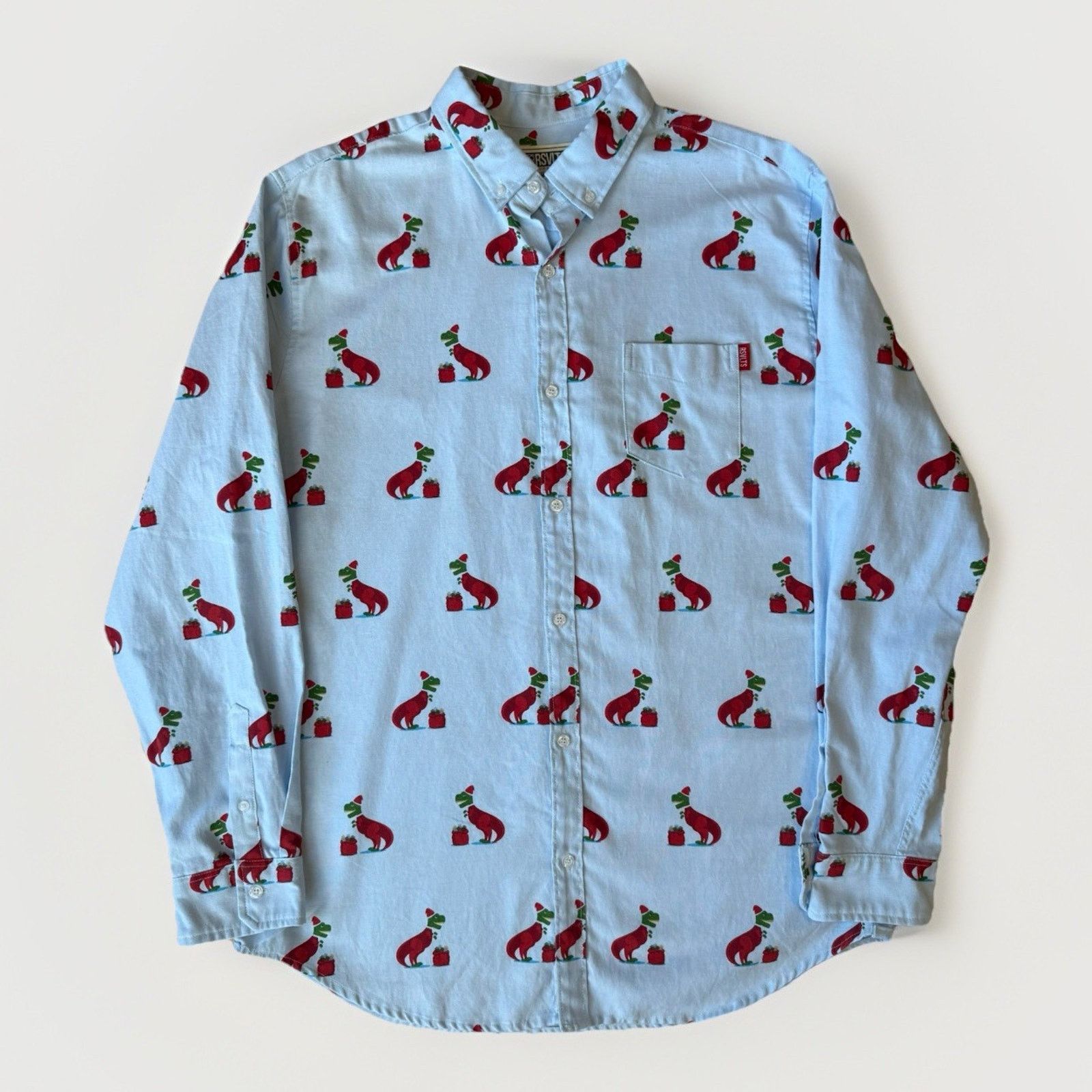 Taylor Stitch RSVLTS Christmas Shirt 2XL Blue Minimalist Oxford T Rex Fun Size US XXL / EU 58 / 5 - 1 Thumbnail