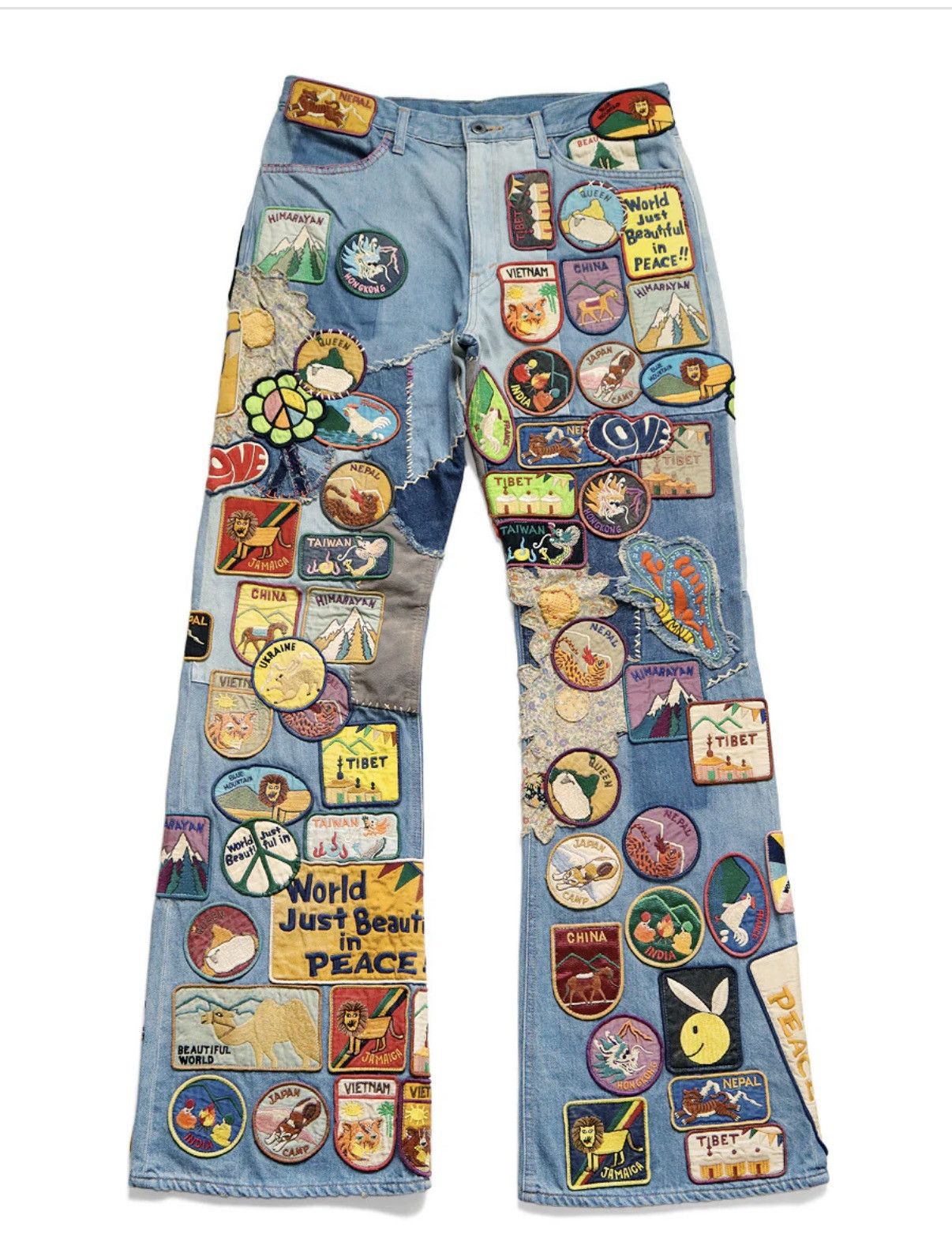 Kapital Kountry Kapital 12.5oz Denim 5P Rat Flare (BEAUTIFUL WORLD INSANE) Size US 36 / EU 52 - 1 Thumbnail