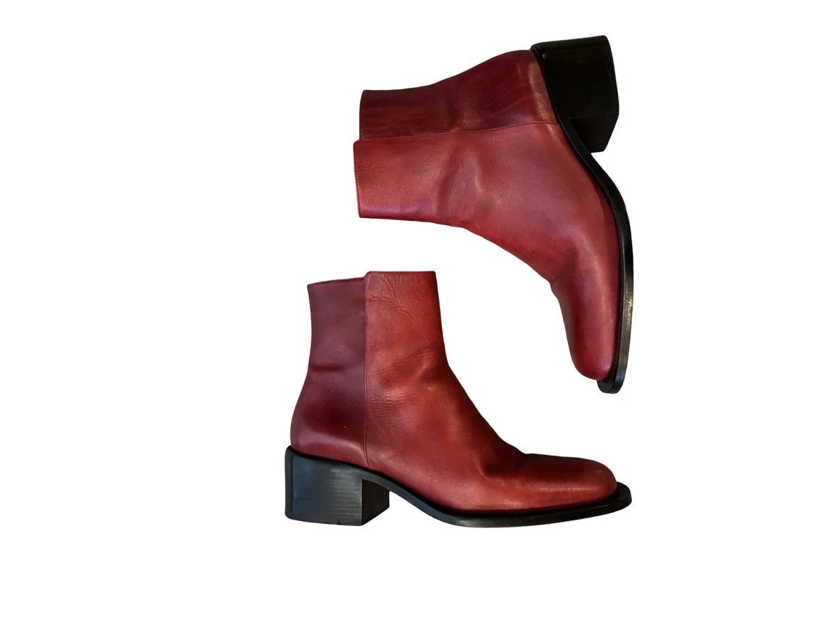 Enfants Riches Deprimes ERD Red Leather Side Zip Boots Size US 12 / EU 45 - 2 Thumbnail